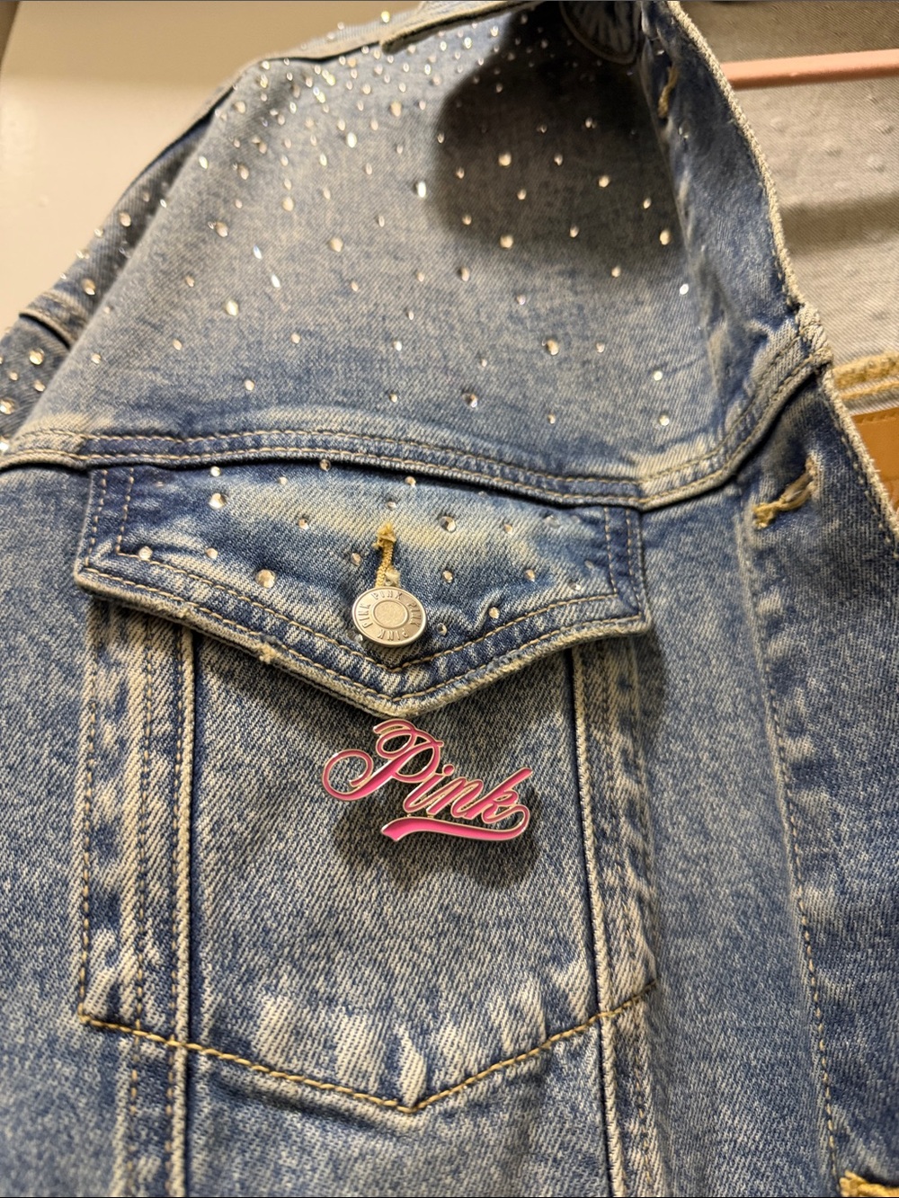 PINK Victoria's Secret Light Blue Denim Jacket - Picture 5 of 12